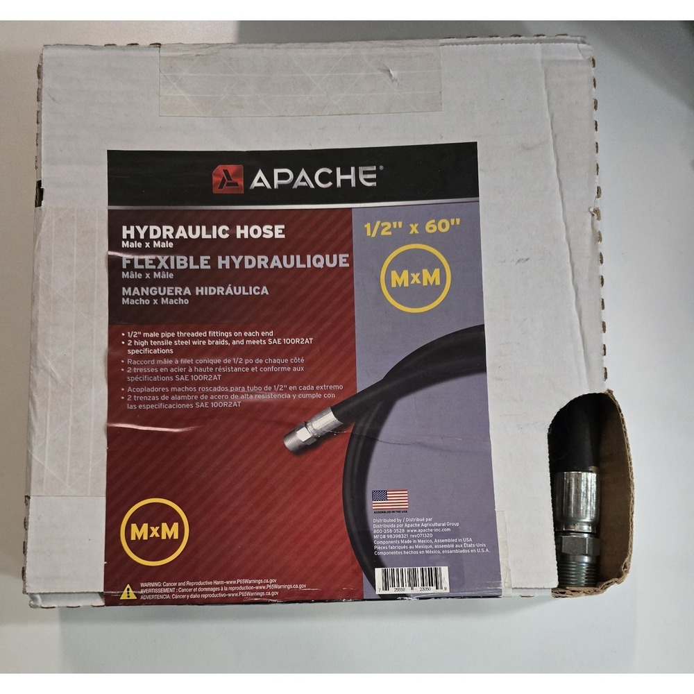 Apache 98398321 - 1/2"‎ x 60" 2-Wire Hydraulic Hose Male x Male Assembly